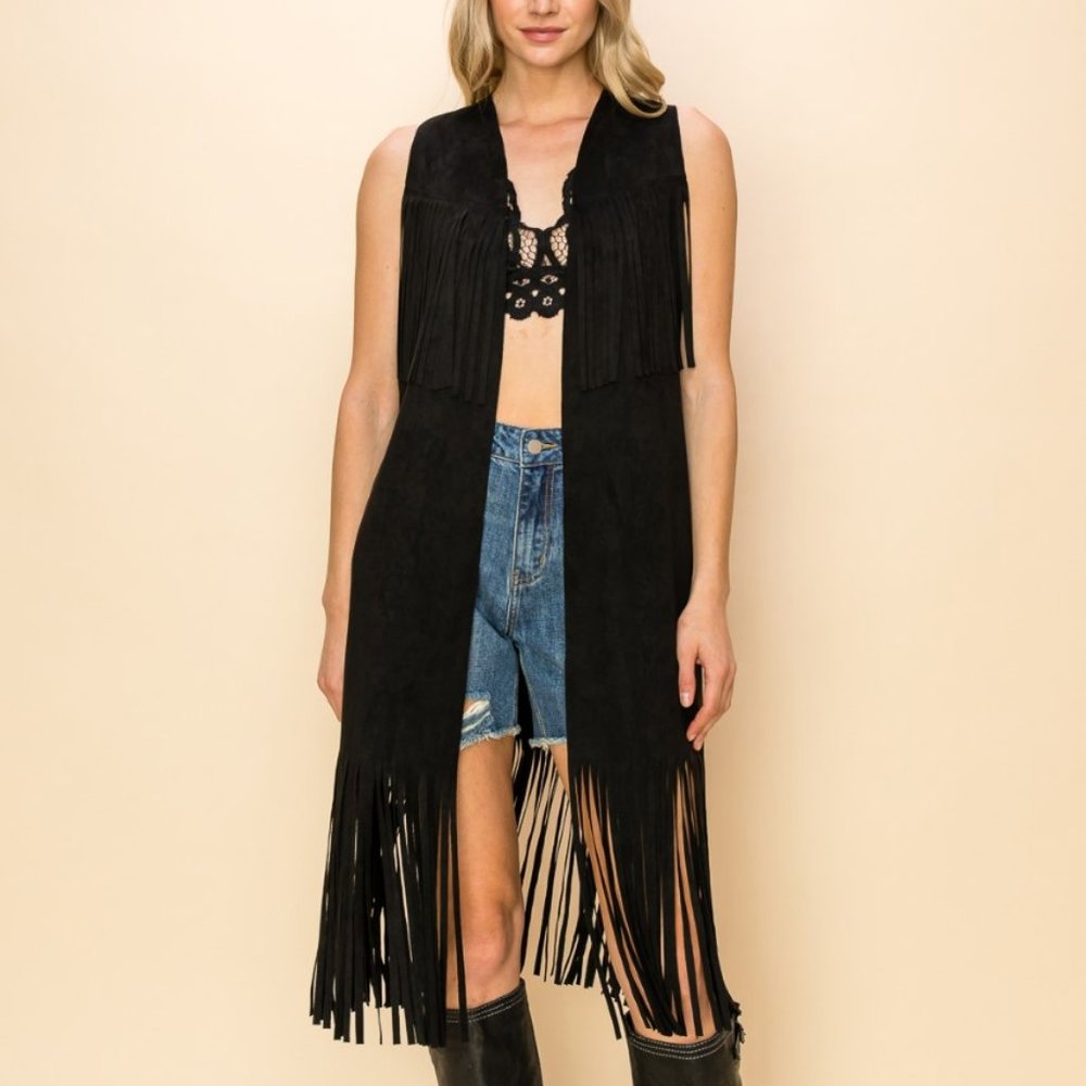 VOCAL faux suede fringe VEST (3-colors) western Stevie Nicks RODEO COWGIRL SM-XL